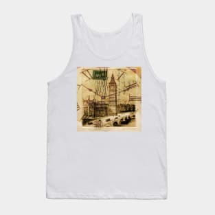 1980s dark academia UK landscape vintage london Thames River Big Ben Tank Top